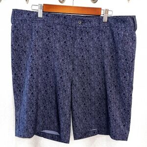 PGA Tour Men's Golf Shorts Size 38 Navy Blue Textured Leaf Print‎ Chino